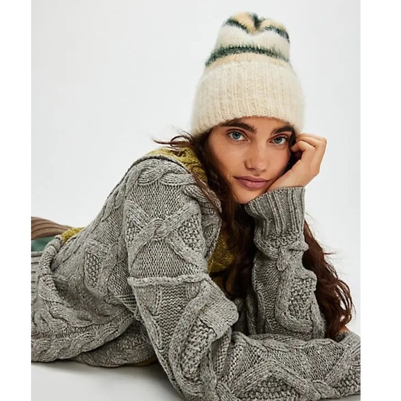 Free People Accessories - NWOT Free People in This Groove Striped Beanie in Varsity Stripe